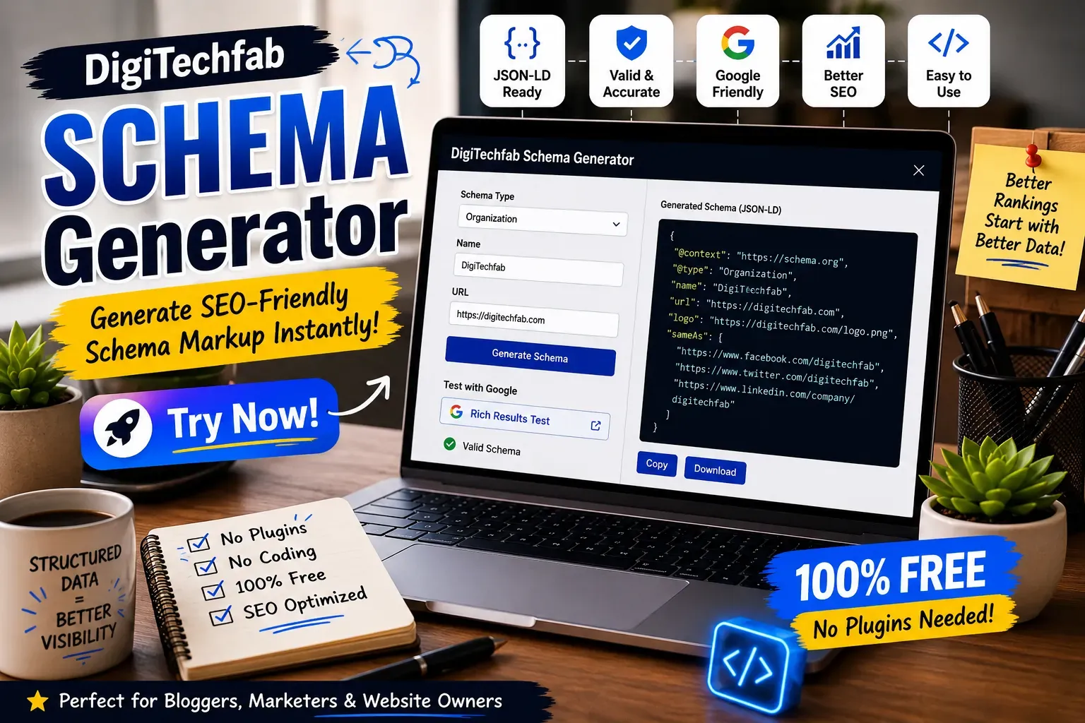 JSON-LD Schema Generator • Rich Snippet Tool • DigiTechfab