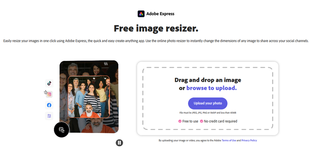 Adobe Express Image Resizer